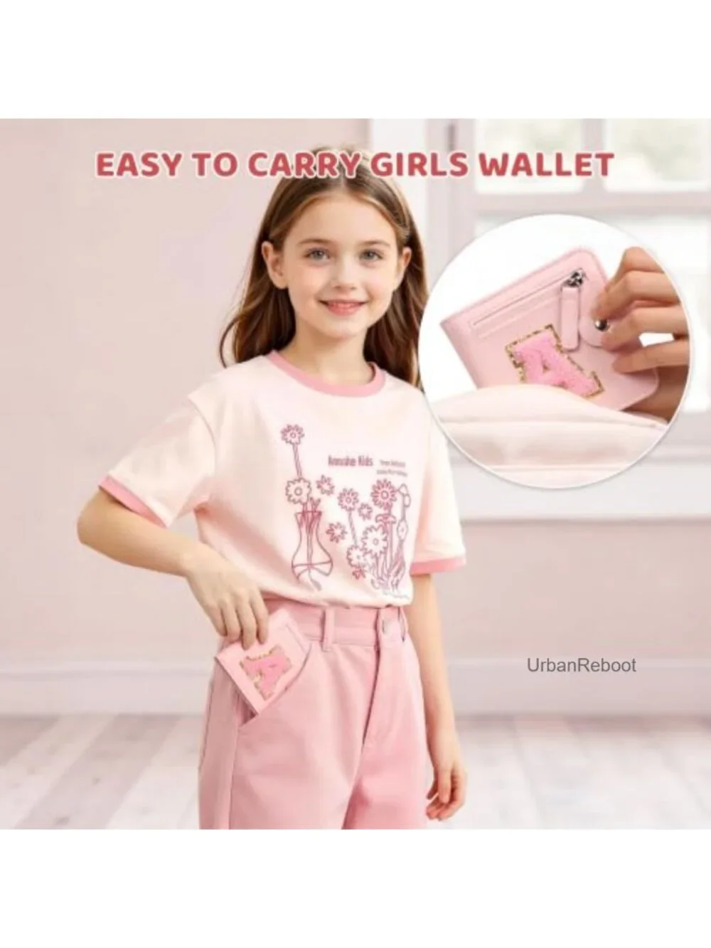 Girls Personalized Wallet Faux Leather Compact Purse with Card Slots